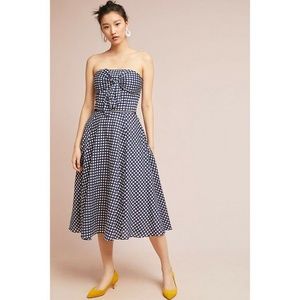 NWT!! Anthropologie SHOSHANNA Strapless Navy & White Gingham Dress ~ Size 10
